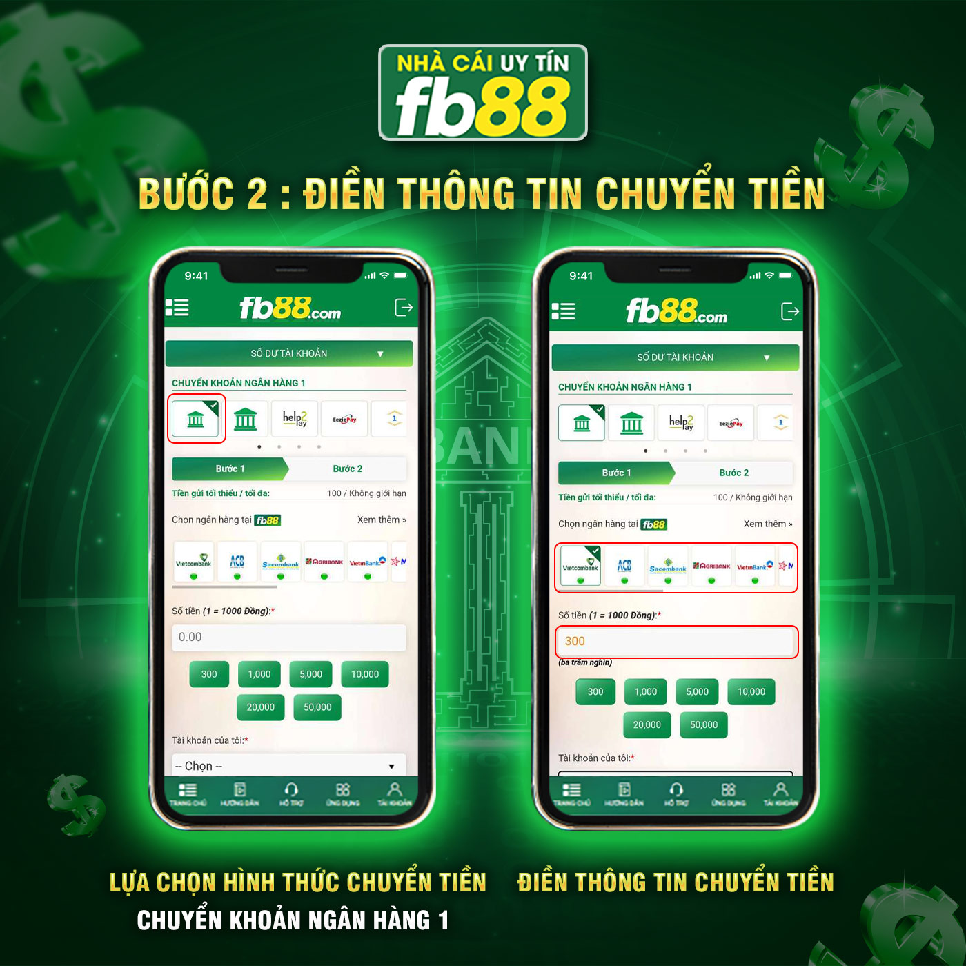 FB88-Bước 2  Điền thông tin chuyển tiền