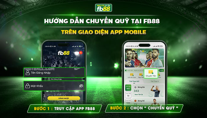 Hướng dẫn chuyển quỹ FB88 trên giao diện App Mobile