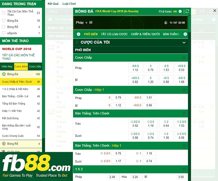 Nhận định bóng đá Pháp Bỉ World Cup 2018 tại FB88.COM