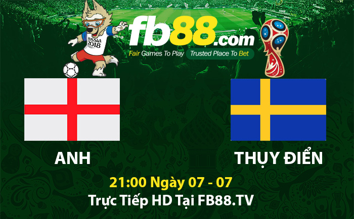 fb88-Soi kèo bóng đá Anh Thụy Điển World Cup 2018