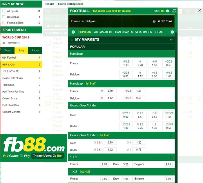 odds france belgium semi final world cup 2018