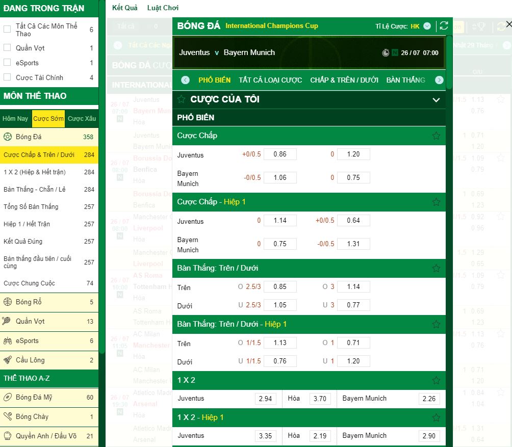 soi kèo cá cược icc cup juventus vs bayern