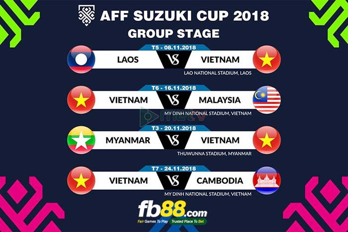 Lịch AFF Suzuki Cup 2018 tại FB88.COM