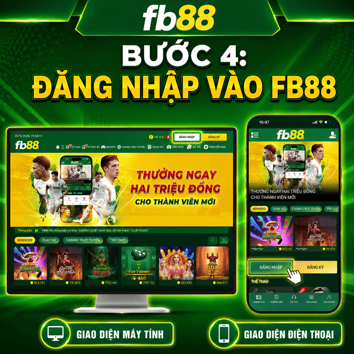 Bước 4- Đăng nhập tài khoản sau khi đăng ký fb88