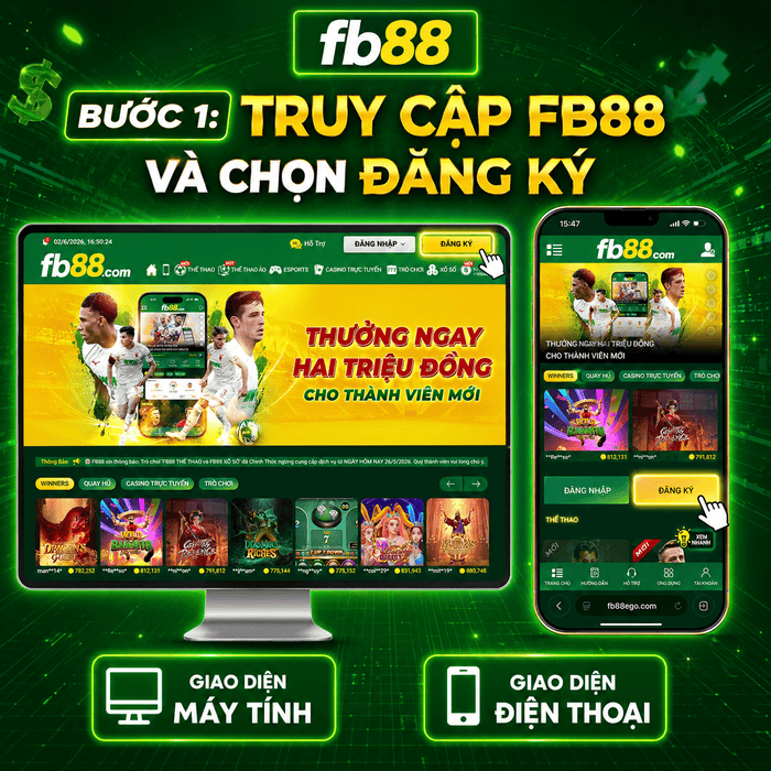 FB88- Bươc 1 Truy cập FB88 và chọn đăng ký FB88