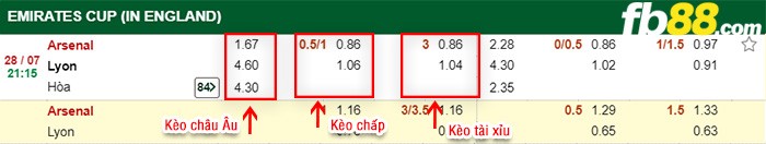 fb88-kèo chấp Arsenal vs Lyon