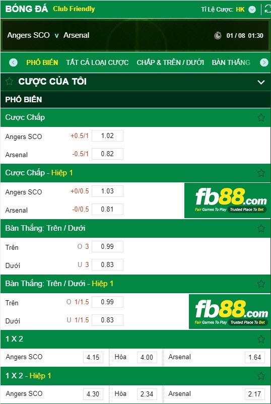 fb88-kèo tài xỉu Angers vs Arsenal