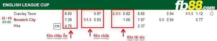 fb88-kèo chấp Crawley vs Norwich City