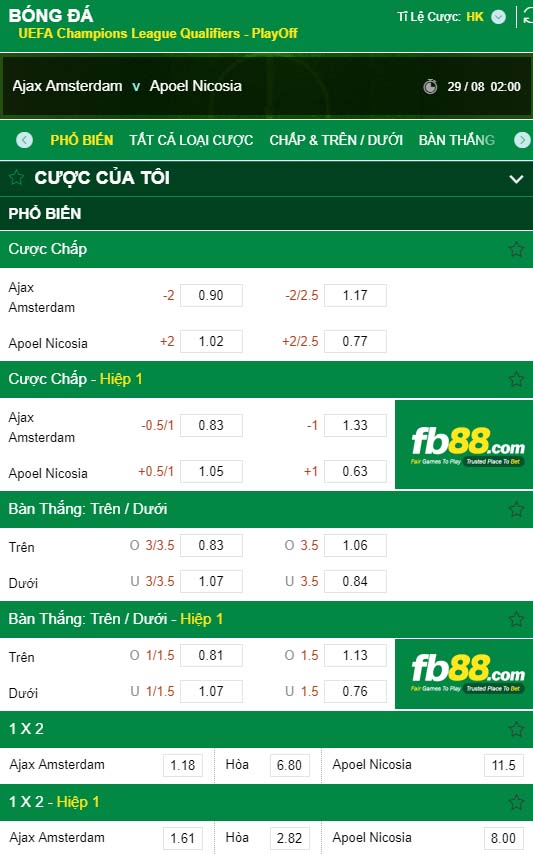 fb88-kèo nhà cái Ajax Amsterdam vs Apoel Nicosia