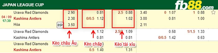 fb88-kèo chấp Urawa Red Diamonds vs Kashima Antlers