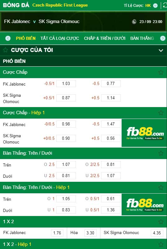 fb88-kèo nhà cái Fk Jablonec vs SK Sigma Olomouc