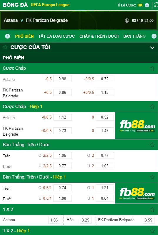 fb88-kèo nhà cái FC Astana vs Partizan Belgrade