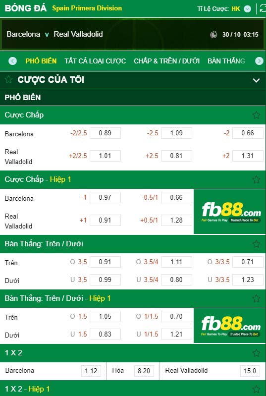 fb88-tỷ lệ kèo tài xỉu Barcelona vs Real Valladolid