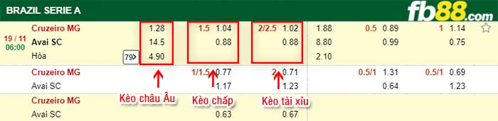 fb88-kèo chấp Cruzeiro MG vs Avai SC
