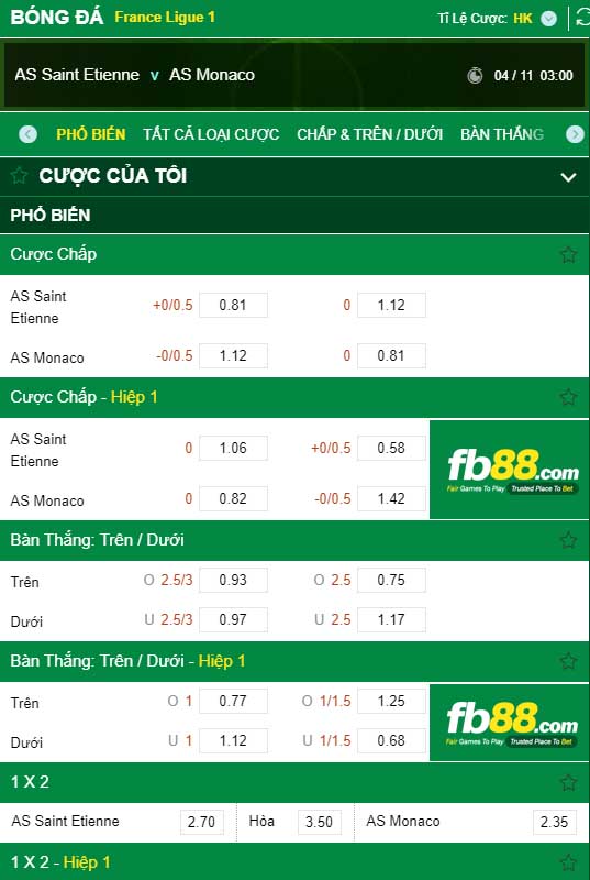fb88-kèo nhà cái AS Saint Etienne vs AS Monaco