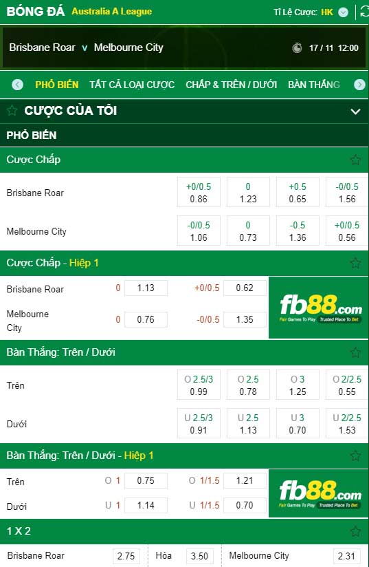 fb88-kèo nhà cái Brisbane Roar vs Melbourne City