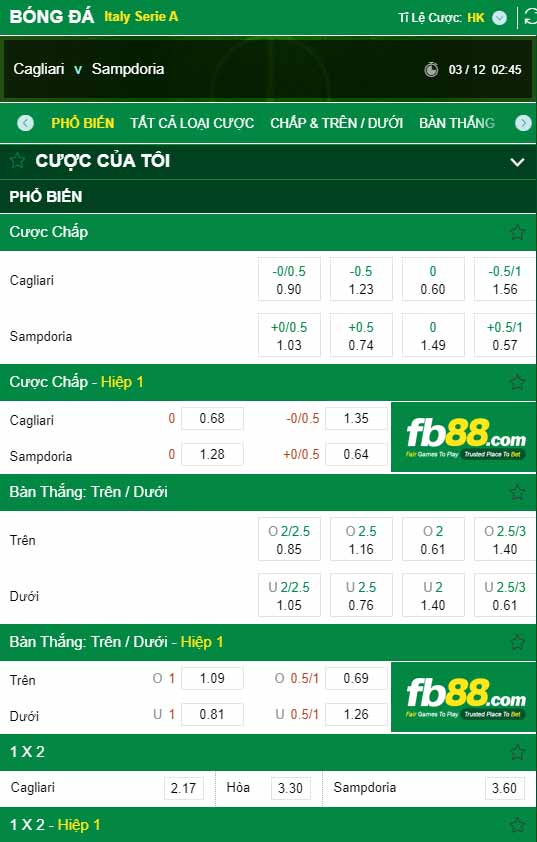 fb88-kèo nhà cái Cagliari vs Sampdoria