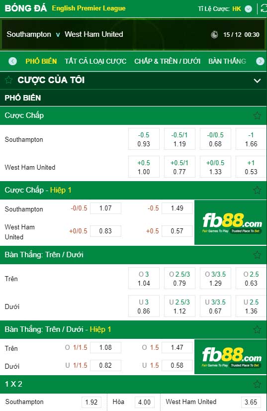 fb88-kèo nhà cái Southampton vs West Ham United