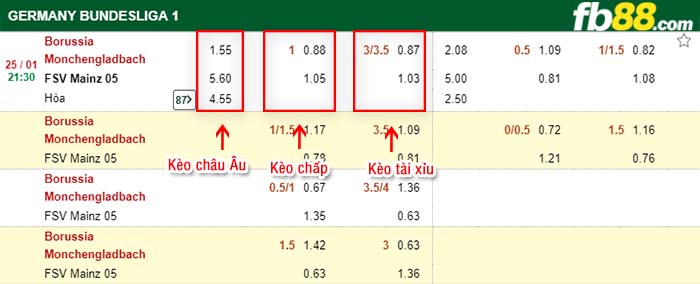 fb88-kèo chấp Monchengladbach vs FSV Mainz 05