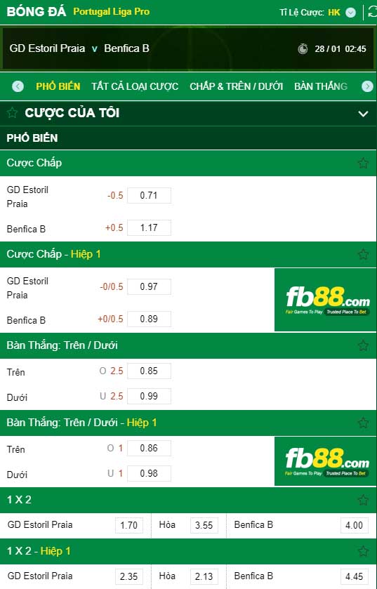 fb88-kèo nhà cái GD Estoril Praia vs Benfica B