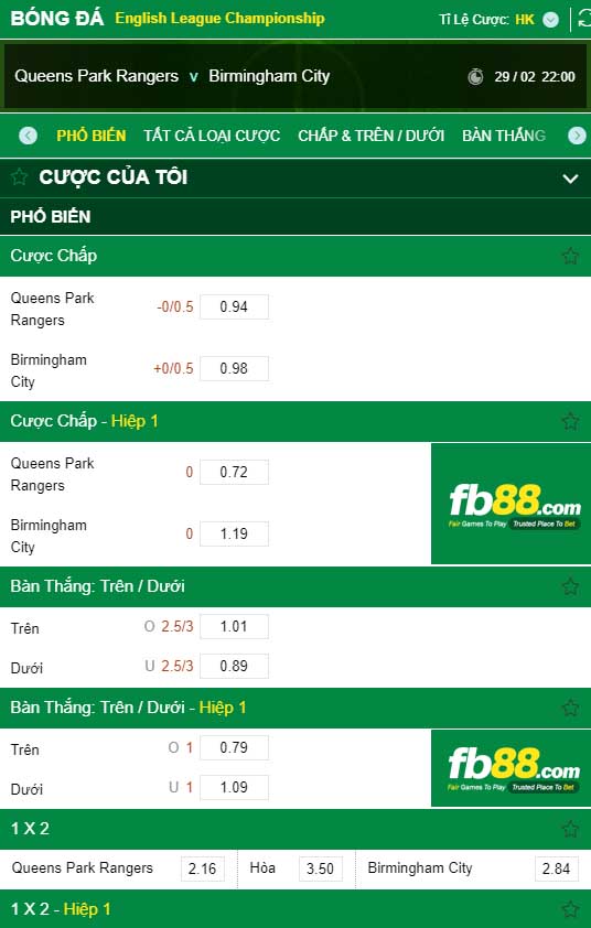 fb88-kèo nhà cái Queens Park Rangers (QPR) vs Birmingham City
