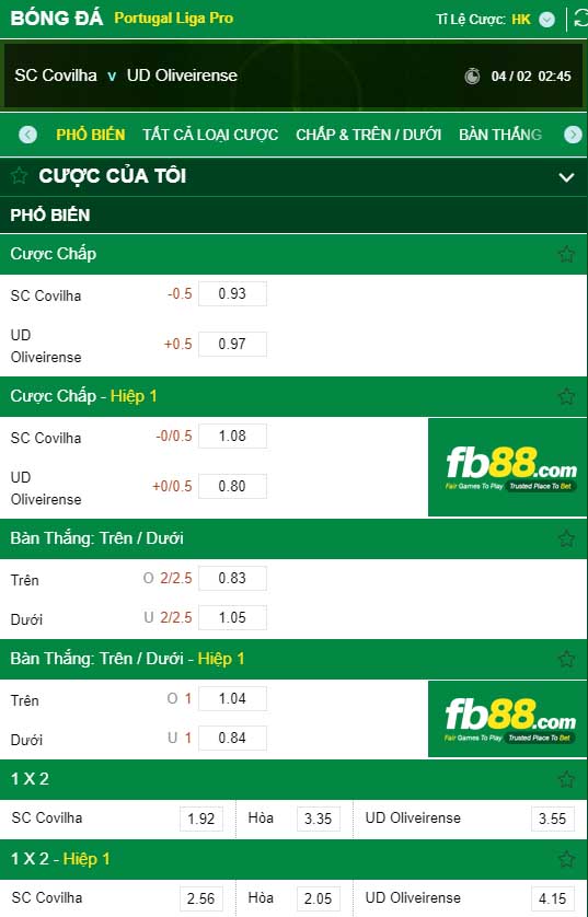 fb88-kèo nhà cái SC Covilha vs UD Oliveirense