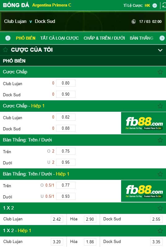 fb88-kèo nhà cái Club Lujan vs Dock Sud