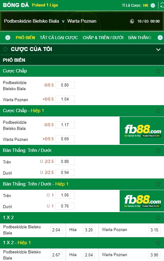 fb88-kèo nhà cái Podbeskidzie Bielsko Biala vs Warta Poznan