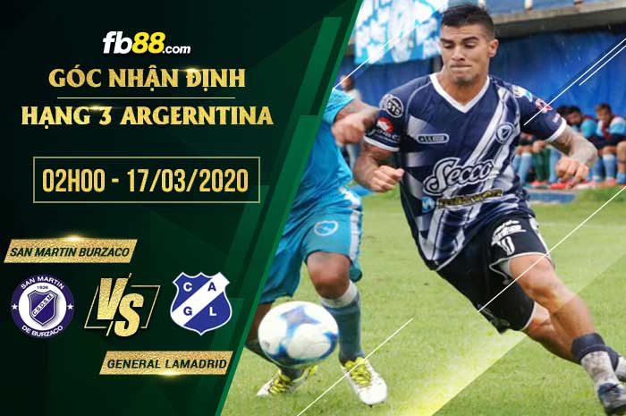 fb88-soi kèo San Martin De Burzaco vs CA General Lamadrid