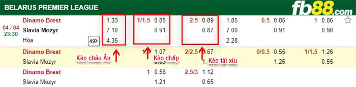 fb88-kèo chấp Dinamo Brest vs Slavia Mozyr