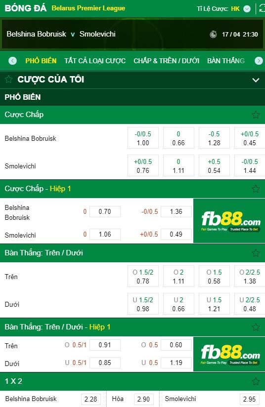 fb88-kèo nhà cái FC Belshina Babruisk vs FK Vigvam Smolevichy
