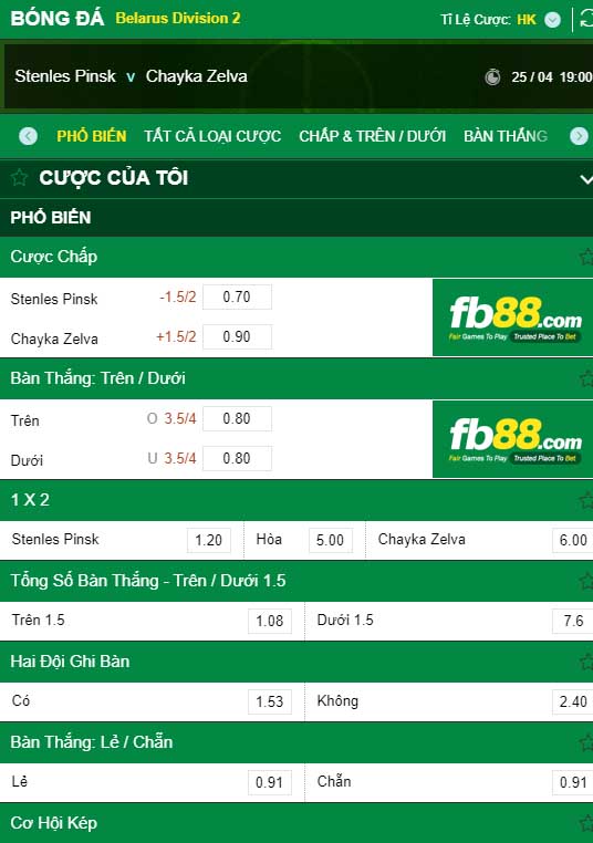 fb88-kèo nhà cái Stenles Pinsk vs FK Chayka Zelva