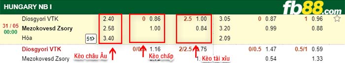 fb88-kèo chấp Diosgyori VTK vs Mezokovesd Zsory
