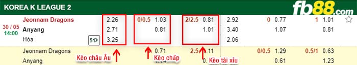 Jeonnam Dragons vs FC Anyang lúc 14h00 ngày 30/05/2020