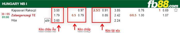 fb88-kèo chấp Kaposvari Rakoczi vs Zalaegerszegi TE