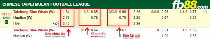 fb88-kèo chấp Taichung Blue Whale vs  Hualien