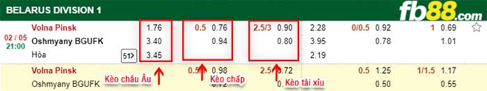 fb88-kèo chấp Volna Pinsk vs Oshmyany FK
