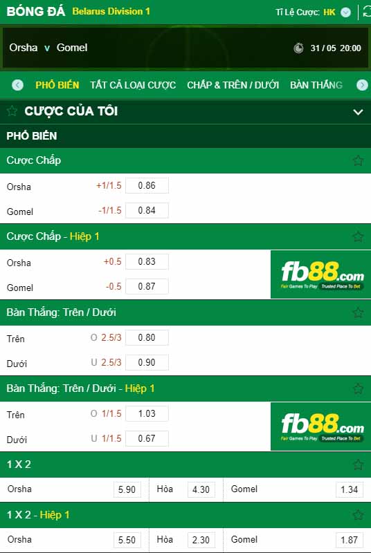 fb88-kèo nhà cái FK Orsha vs FC Gomel