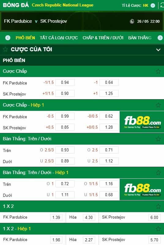 fb88-kèo nhà cái FK Pardubice vs SK Prostejov