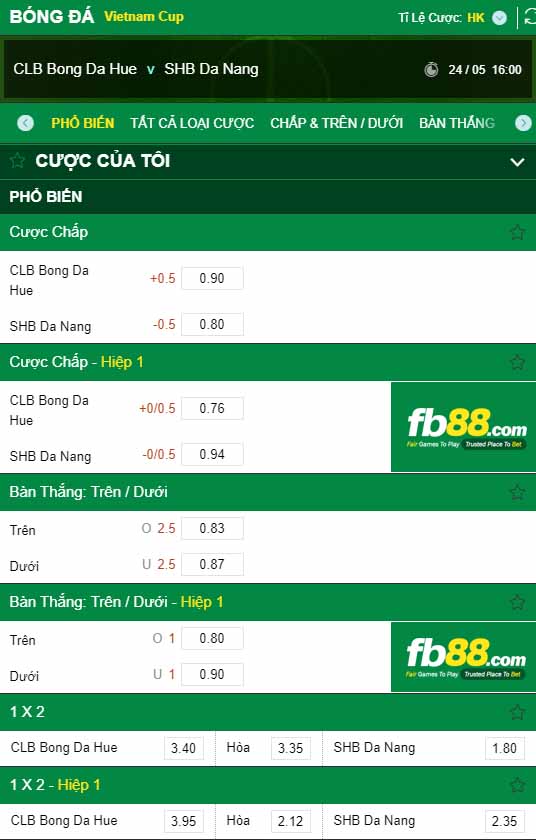 fb88-kèo nhà cái Hue vs SHB Da Nang