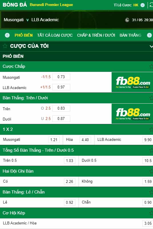 fb88-kèo nhà cái Musongati FC vs LLB Academic