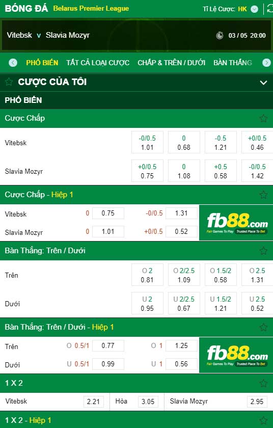 fb88-kèo nhà cái Vitebsk vs Slavia Mozyr