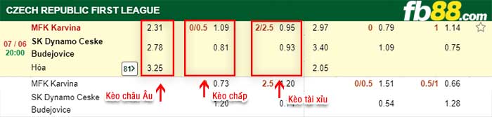 fb88-kèo chấp MFK Karvina vs Dynamo Ceske Budejovice