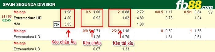fb88-kèo chấp Malaga vs Extremadura