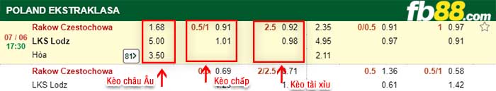 fb88-kèo chấp Rakow Czestochowa vs LKS Lodz