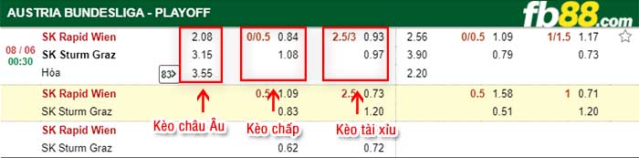 fb88-kèo chấp Rapid Wien vs Sturm Graz