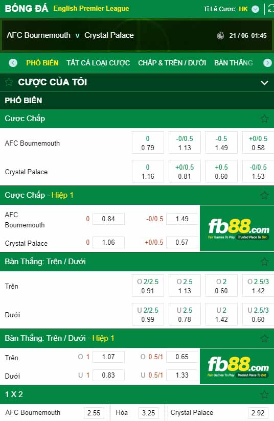 fb88-kèo nhà cái Bournemouth AFC vs Crystal Palace