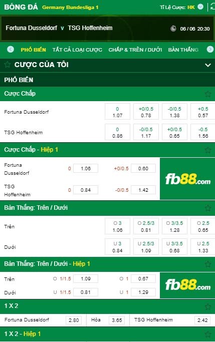 fb88 kèo nhà cái Fortuna Dusseldorf vs TSG Hoffenheim