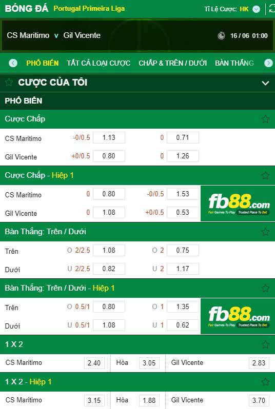 fb88-kèo nhà cái Maritimo vs Gil Vicente