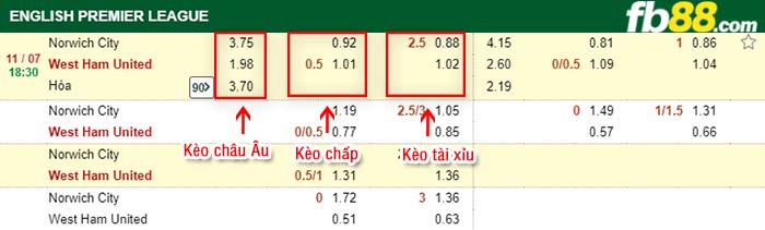 fb88-kèo chấp Norwich City vs West Ham United